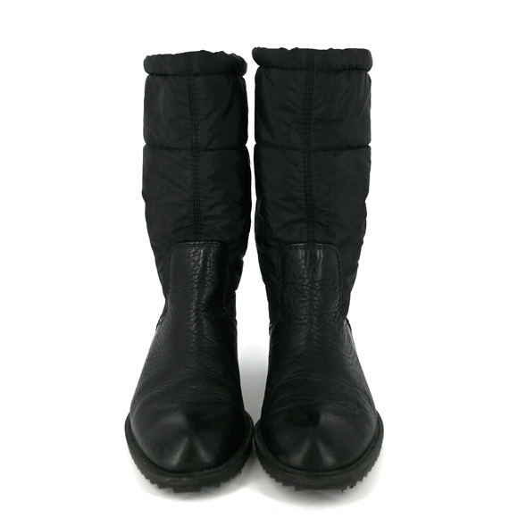 Pedro Garcia | Black Leather Nylon Draw String Boots Size 10 - Picture 4 of 11